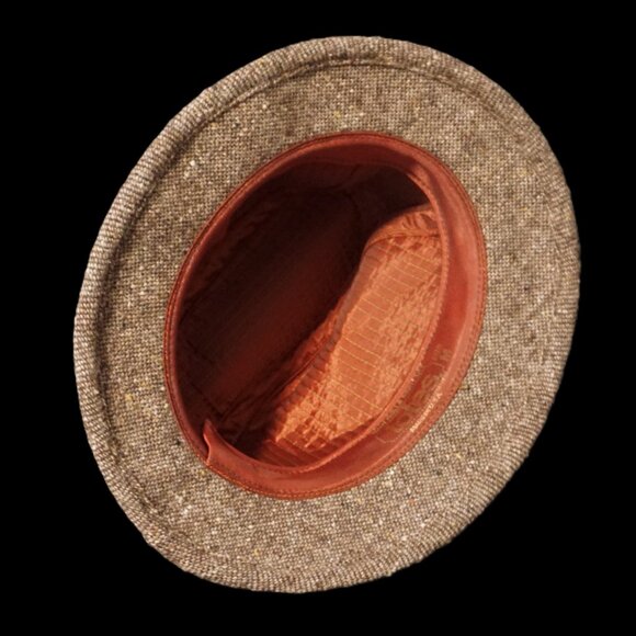 Totes Vintage Brown Tweed Wool Blend Fedora Hat Men’s Medium - Picture 7 of 8